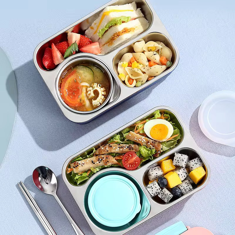 3 grid 304 stainless steel lunch box