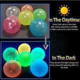 Glow Wall Ball Sticky 6PCS Grow in The Dark Round Luminous Fluorescent Washable Stress Relief Ball Toy Washable