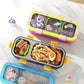 Kids Sleek 3 grid 500ml stainless steel tiffin box with cutlery