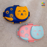 Little cat 3 compartment stainless lunch box with cutlery and lunch bag