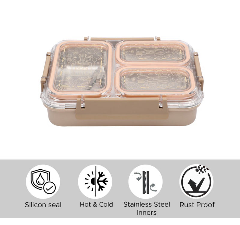 3 grid Stainless Steel Insulated  Lunch Box