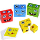 Face Changing Magic Cube Building Blocks Game Matching Expression Puzzle Toy Board Games for Family Night, Match Puzzles Geometric Educational Toys for Kids