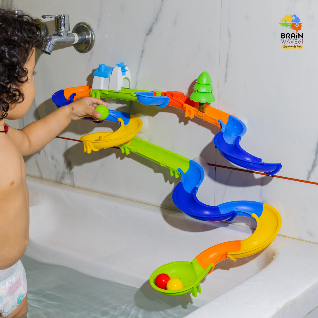 Baby Bath Toys,51Pcs Bath Track Toy,Water Slide with , Water Track Bathtub Bath Toys, Bath Toys Water Balls Tracks for Kids for Wall Bathtub Toy Slide for 3 4 5 6 Year Olds Boys Girls
