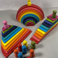 45-Piece Wooden Rainbow Stack Set, 4-in-1 Building Blocks preschoolers Early Development & Activity Toys Montessori Toys for Kids 3, 4, 5, 6 Years and Older Gifts for Boys and Girls