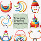 45-Piece Wooden Rainbow Stack Set, 4-in-1 Building Blocks preschoolers Early Development & Activity Toys Montessori Toys for Kids 3, 4, 5, 6 Years and Older Gifts for Boys and Girls