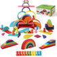 45-Piece Wooden Rainbow Stack Set, 4-in-1 Building Blocks preschoolers Early Development & Activity Toys Montessori Toys for Kids 3, 4, 5, 6 Years and Older Gifts for Boys and Girls