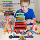 45-Piece Wooden Rainbow Stack Set, 4-in-1 Building Blocks preschoolers Early Development & Activity Toys Montessori Toys for Kids 3, 4, 5, 6 Years and Older Gifts for Boys and Girls