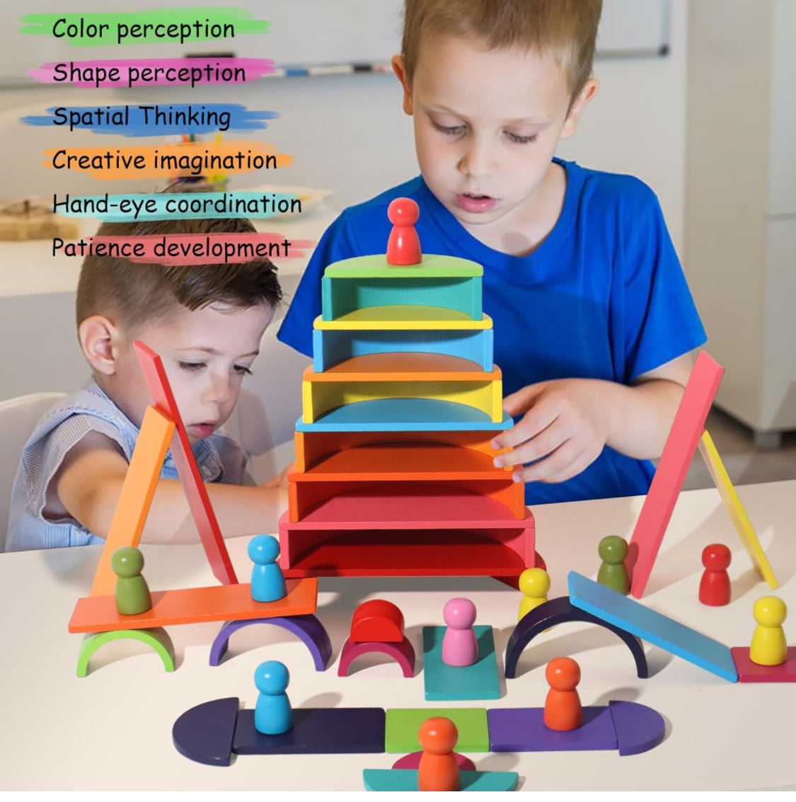 Wooden Baby Building Blocks BabyBaba Wooden Building Blocks 51 Pcs