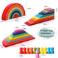 45-Piece Wooden Rainbow Stack Set, 4-in-1 Building Blocks preschoolers Early Development & Activity Toys Montessori Toys for Kids 3, 4, 5, 6 Years and Older Gifts for Boys and Girls