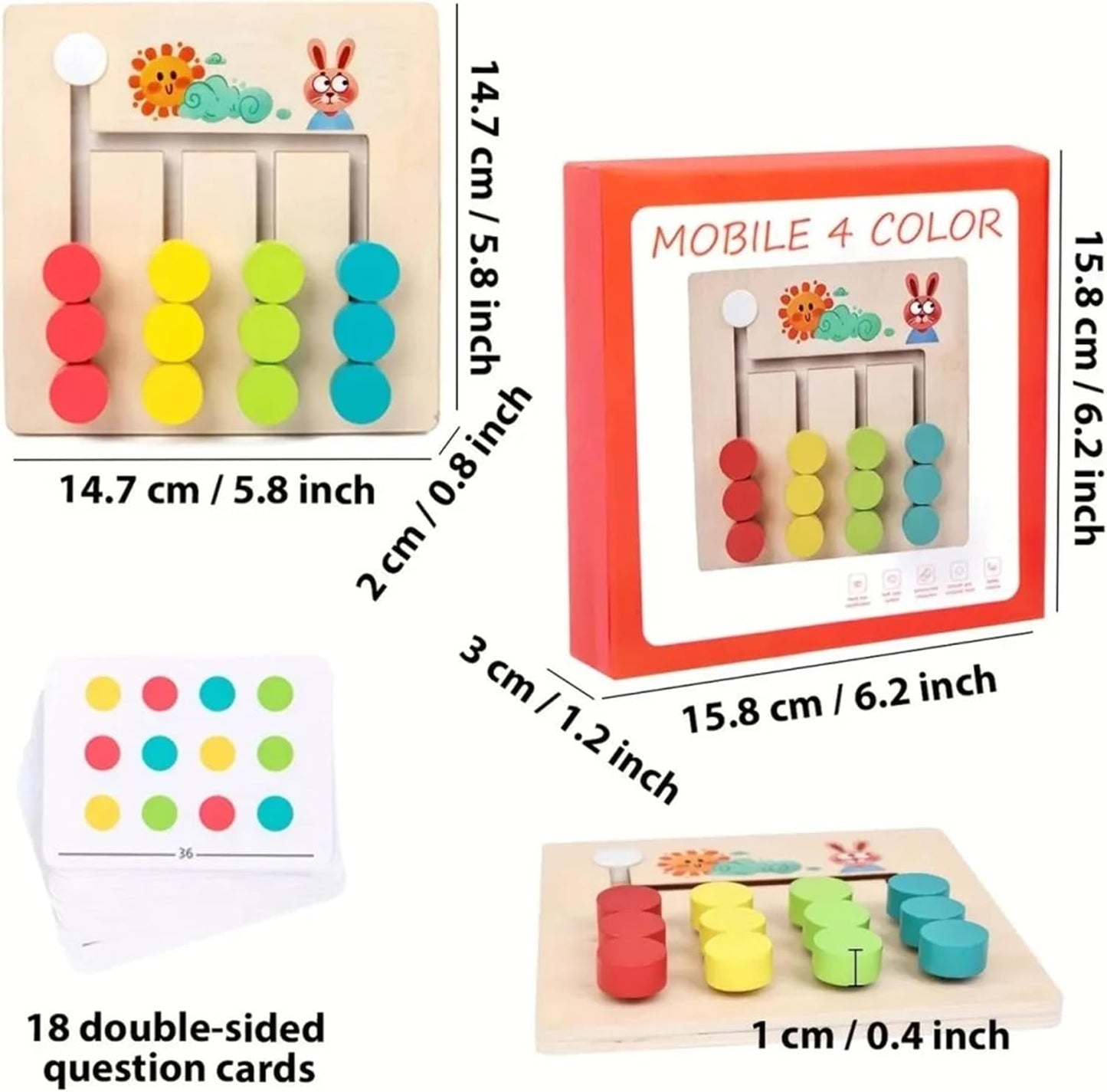 Brain Teasers Montessori Slide Puzzles Color Sorting (Mobile 4 Color)