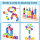 Montessori Wooden Beads Geometric Stacking Blocks Lacing Beads Matching Shape Stacker Montessori Toys for 3 4 5 Year Old Mega Blocks for Toddlers