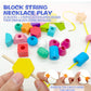 Montessori Wooden Beads Geometric Stacking Blocks Lacing Beads Matching Shape Stacker Montessori Toys for 3 4 5 Year Old Mega Blocks for Toddlers