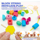 Montessori Wooden Beads Geometric Stacking Blocks Lacing Beads Matching Shape Stacker Montessori Toys for 3 4 5 Year Old Mega Blocks for Toddlers