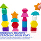 Montessori Wooden Beads Geometric Stacking Blocks Lacing Beads Matching Shape Stacker Montessori Toys for 3 4 5 Year Old Mega Blocks for Toddlers