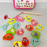 Wooden magnetic aquatic animal fishing (15 aquatic animal + 1 fishing stick)