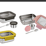 Stainless steel air tight transparent lid lunch box (4 different colour)