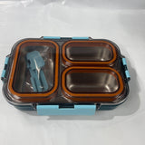 3 grid insulated leak proof lunch box( one extra lock & spoon)