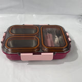 3 grid insulated leak proof lunch box( one extra lock & spoon)