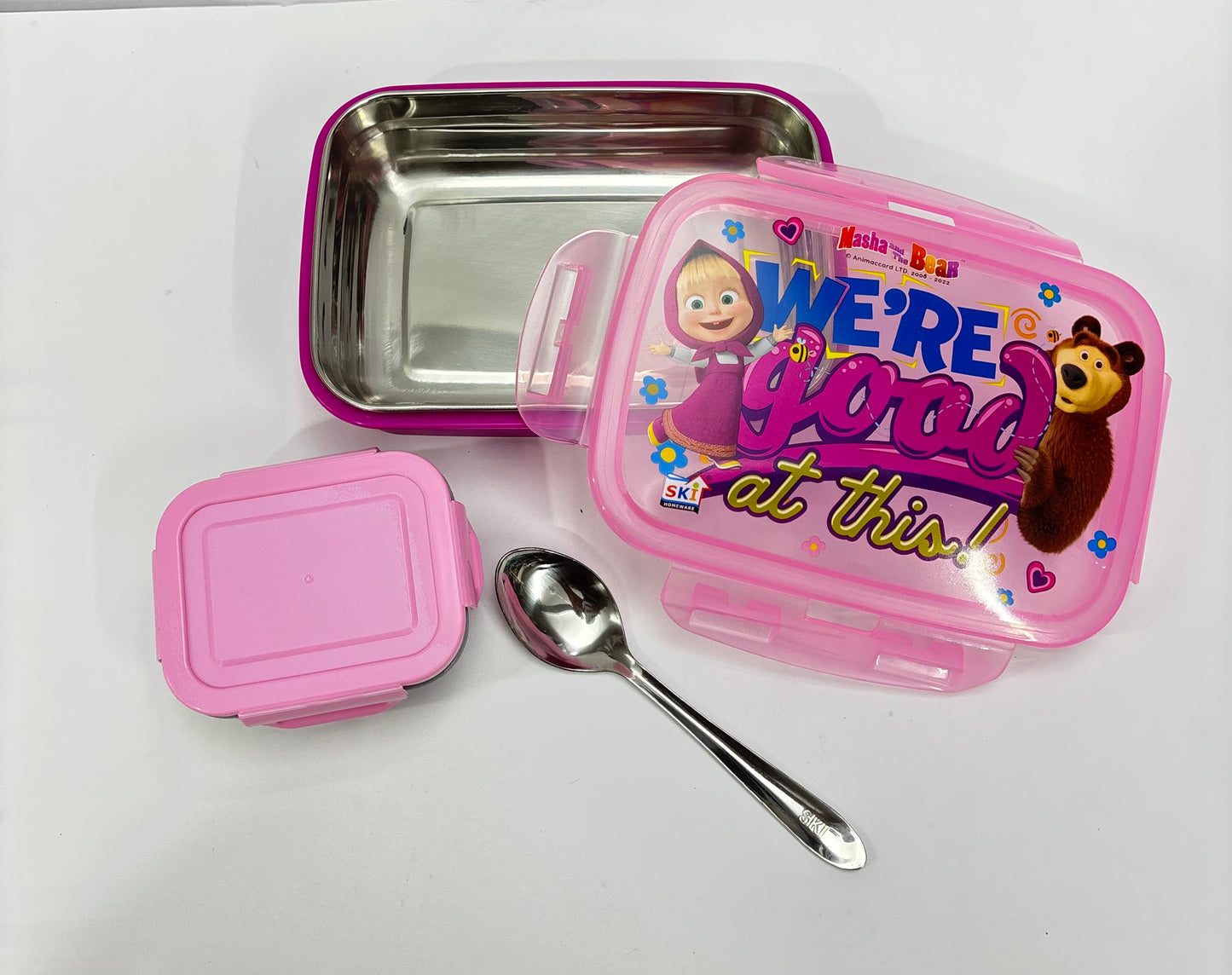 Snaplock steel lunch box with container 500ml + 100ml