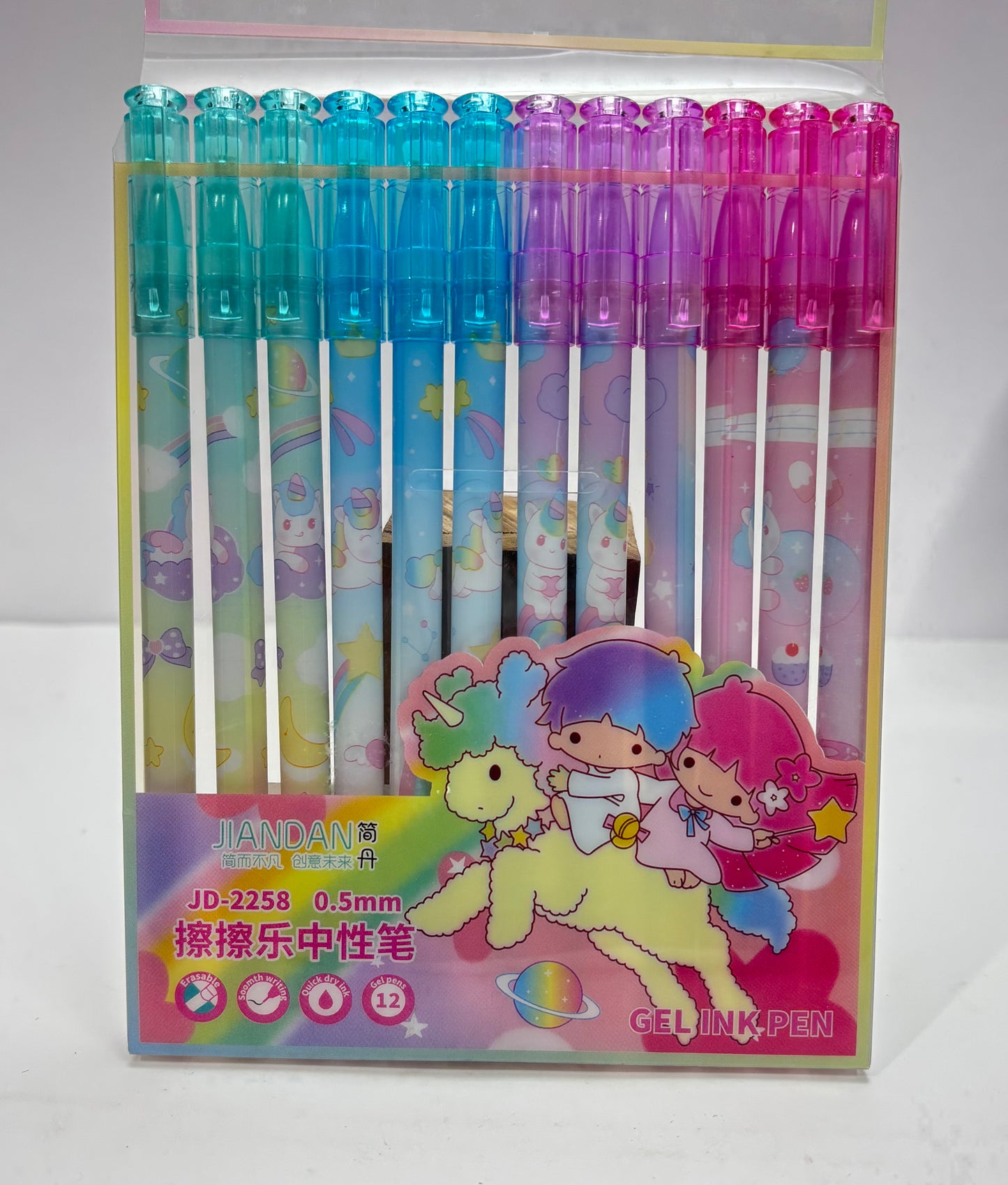 12 Pcs Unicoorn Theme Erasable Gel Pens Set for Kids & Students | 0.5mm Smooth Writing Blue Ink | Cute Kawaii School Stationery | Write Erase Rewrite Pens for School,