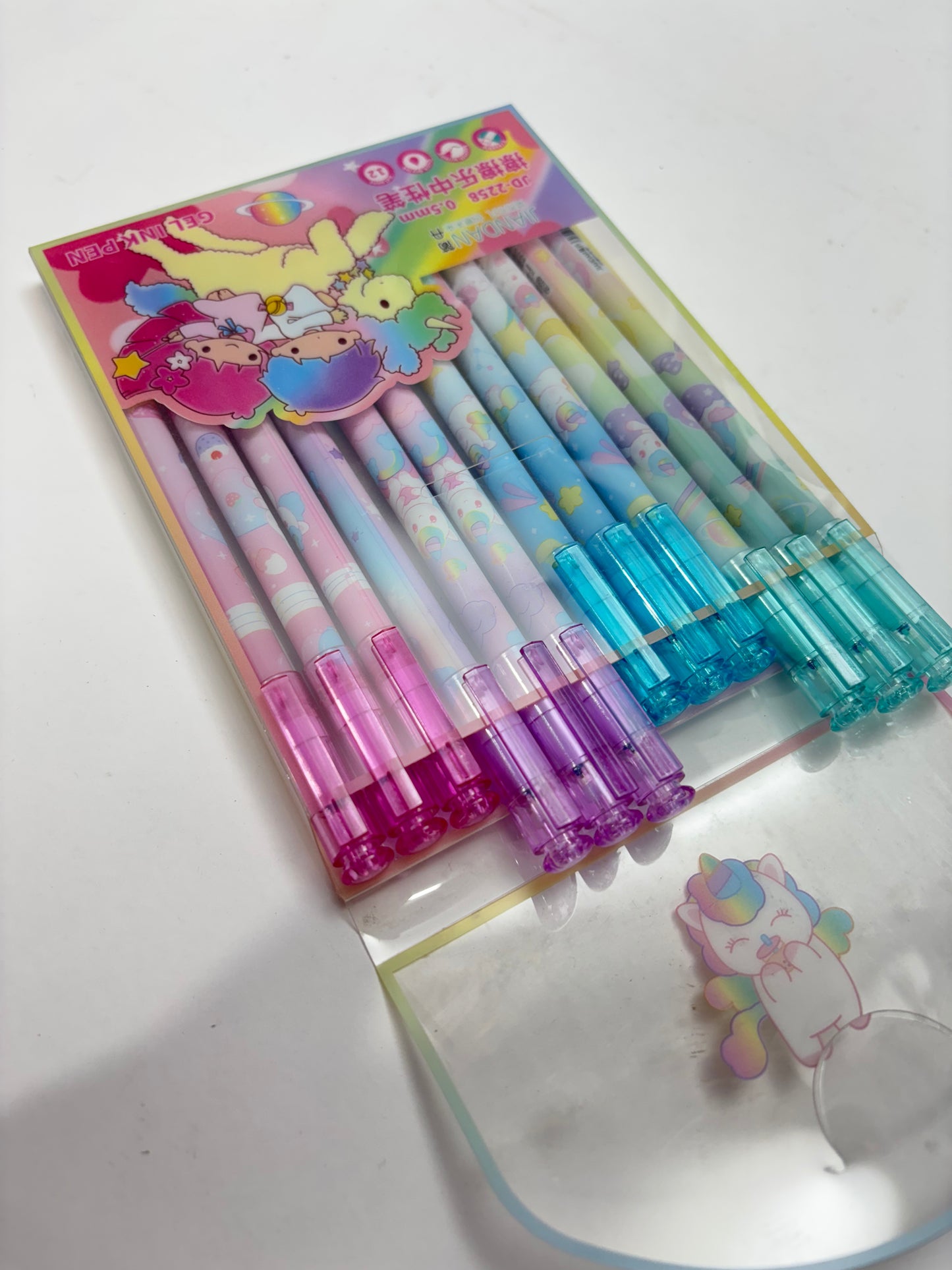 12 Pcs Unicoorn Theme Erasable Gel Pens Set for Kids & Students | 0.5mm Smooth Writing Blue Ink | Cute Kawaii School Stationery | Write Erase Rewrite Pens for School,