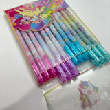 12 Pcs Unicoorn Theme Erasable Gel Pens Set for Kids & Students | 0.5mm Smooth Writing Blue Ink | Cute Kawaii School Stationery | Write Erase Rewrite Pens for School,