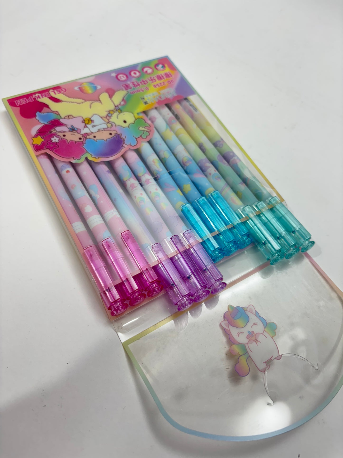 12 Pcs Unicoorn Theme Erasable Gel Pens Set for Kids & Students | 0.5mm Smooth Writing Blue Ink | Cute Kawaii School Stationery | Write Erase Rewrite Pens for School,