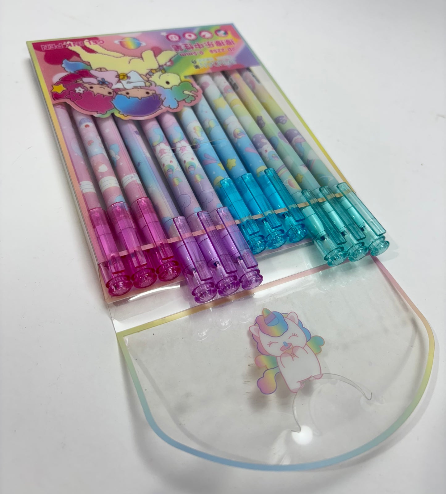 12 Pcs Unicoorn Theme Erasable Gel Pens Set for Kids & Students | 0.5mm Smooth Writing Blue Ink | Cute Kawaii School Stationery | Write Erase Rewrite Pens for School,
