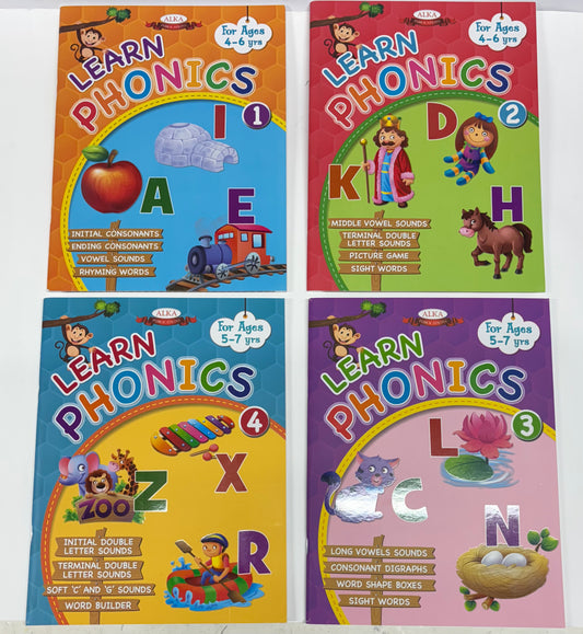 Learn Phonics For Ages 4 - 7 years (Sets of 4)